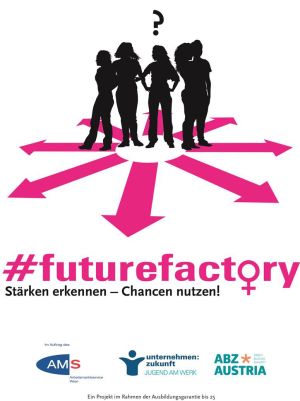 Futurefactory Logo mit Förderhinweis © Jugend am Werk Futurefactory Logo mit Förderhinweis © Jugend am Werk