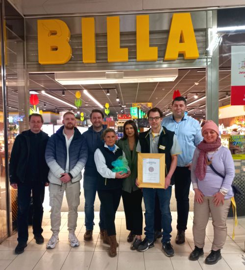 Übergabe Partnerurkunde Billa, Filiale Julius-Tandler-Platz © Jugend am Werk Übergabe Partnerurkunde Billa, Filiale Julius-Tandler-Platz © Jugend am Werk