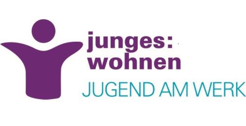 Junges Wohnen Logo in violetter Farbe verkleinert © Jugend am Werk